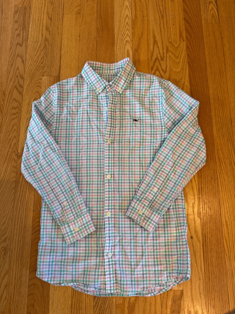 🐳 Vineyard Vines Pastel Plaid Button-Down Shirt Small 8-10